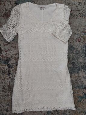 White Lace Crochet Mini Dress by Love Culture